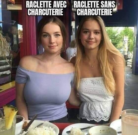 Raclette avec charcuterue Raclette sans charcurerie