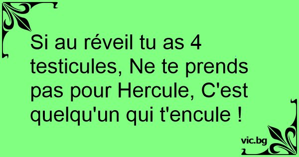 Si Au Reveil Tu As 4 Testicules Ne Te Prends Pas Pour Hercule C Est Quelqu Un Qui T Encule