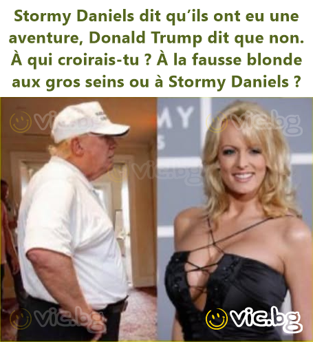 Stormy Daniels dit qu’ils ont eu une aventure, Donald Trump dit que non. À qui croirais-tu ? À la fausse blonde aux gros seins ou à Stormy Daniels ?