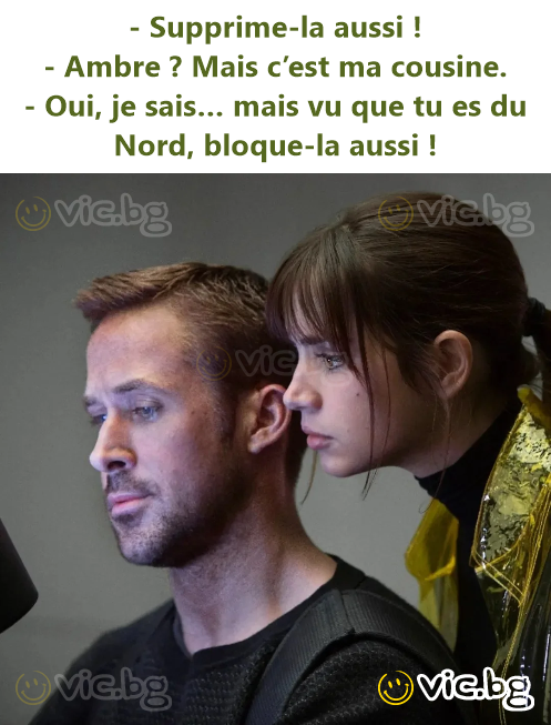 - Supprime-la aussi ! - Ambre ? Mais c’est ma cousine. - Oui, je sais… mais vu que tu es du Nord, bloque-la aussi !