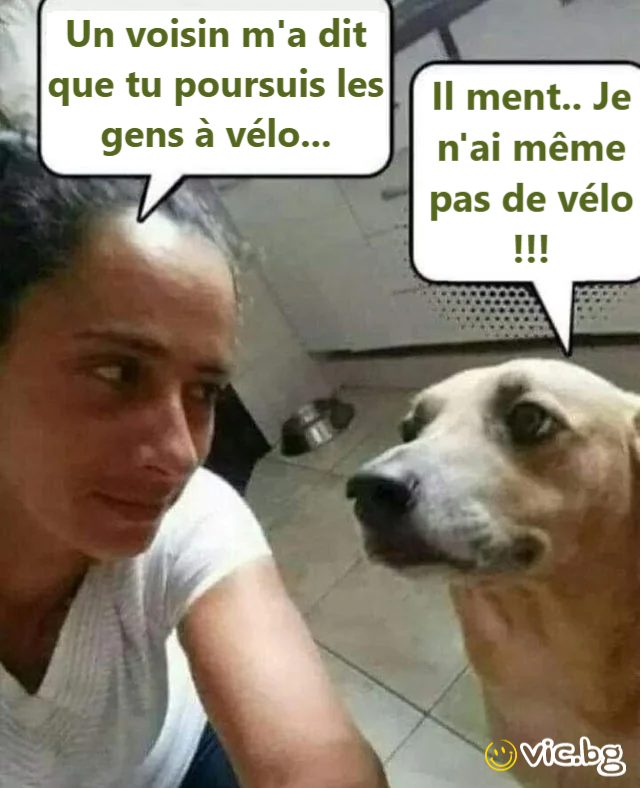 Un voisin m'a dit que tu poursuis les gens à vélo... Il ment.. Je n'ai même pas de vélo !!!