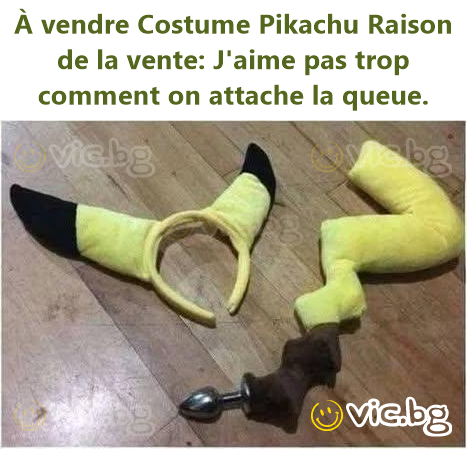 À vendre Costume Pikachu Raison de la vente: J'aime pas trop comment on attache la queue.
