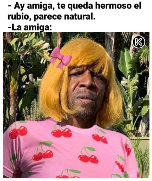 - Ay amiga, te queda hermoso el rubio, parece natural. - La amiga: