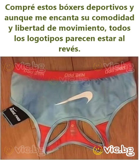 Compré estos bóxers deportivos y aunque me encanta su comodidad y libertad de movimiento, todos los logotipos parecen estar al revés.