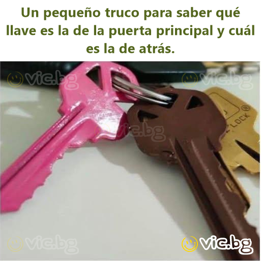 Un pequeño truco para saber qué llave es la de la puerta principal y cuál es la de atrás.