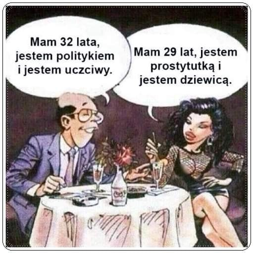 Mam 32 lata, jestem politykiem i jestem uczciwy. Mam 29 lat, jestem prostytutka i jestem dziewica.