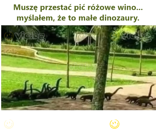 Muszę przestać pić różowe wino... myślałem, że to małe dinozaury.