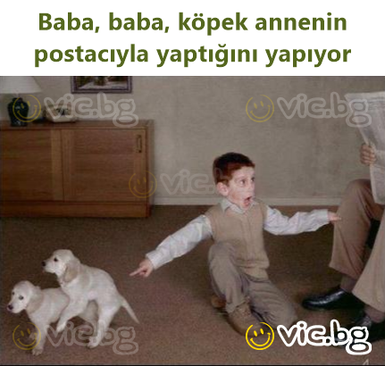 Baba, baba, köpek annenin postacıyla yaptığını yapıyor