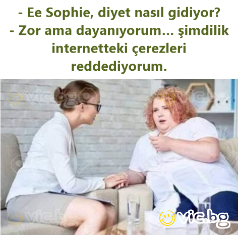- Ee Sophie, diyet nasıl gidiyor? - Zor ama dayanıyorum… şimdilik internetteki çerezleri reddediyorum.