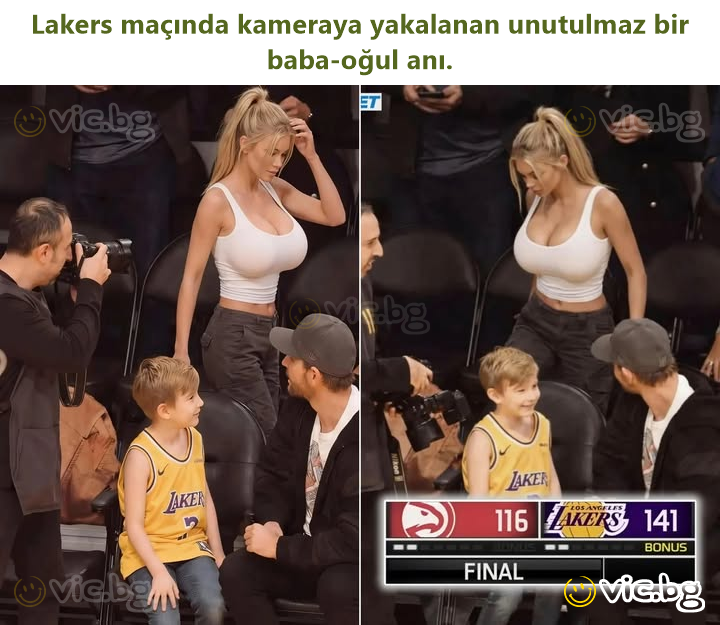 Lakers maçında kameraya yakalanan unutulmaz bir baba-oğul anı.
