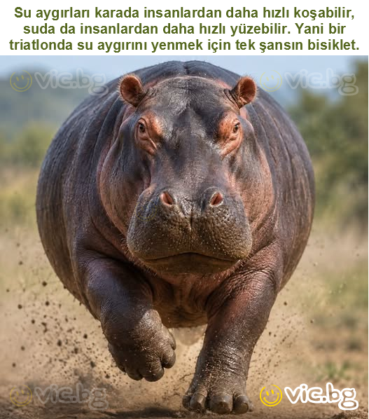 Su aygırları karada insanlardan daha hızlı koşabilir, suda da insanlardan daha hızlı yüzebilir. Yani bir triatlonda su aygırını yenmek için tek şansın bisiklet.