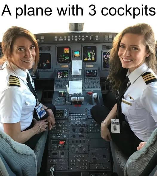 A plane with 3 cockpits