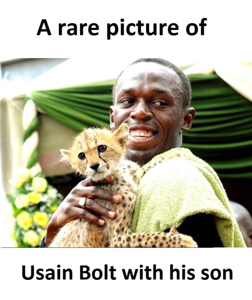 A rare picture of Usain Bolt with his son