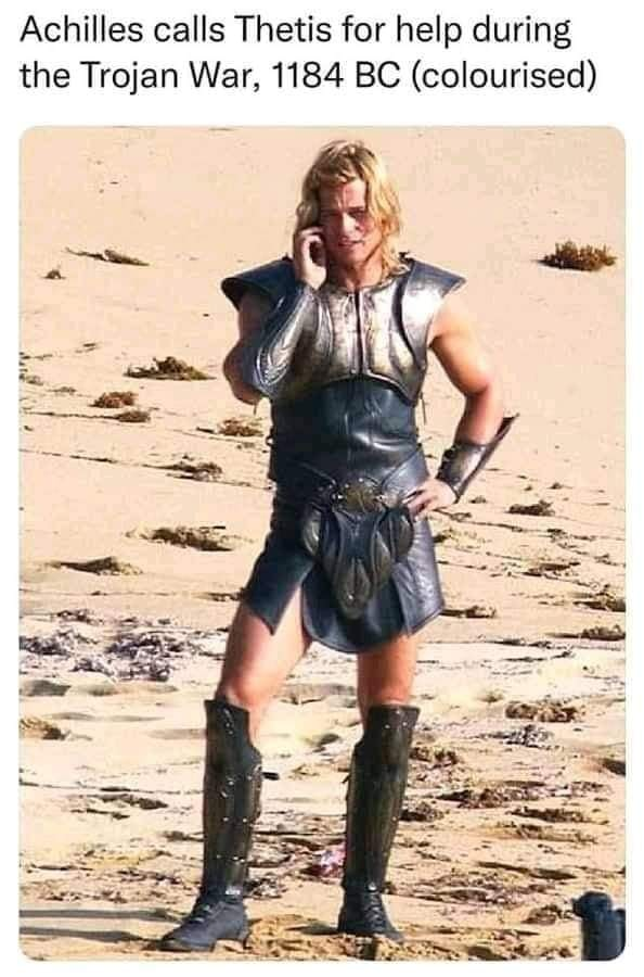 Achilles calls Thetis for help during the Trojan War, 1184 BC (colourised)