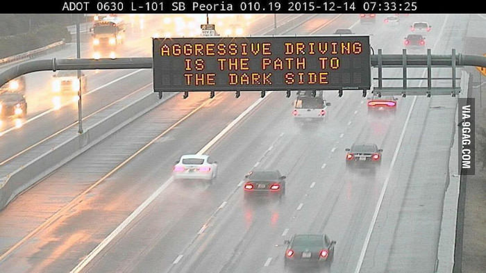 Aggresive driving is a path to the dark side