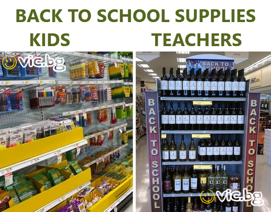 Back to school supplies, Kids vs teachers