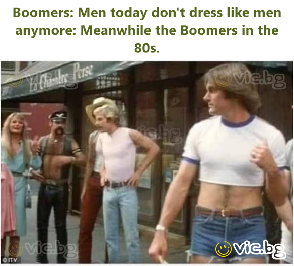 Boomers: Men today don't dress like men anymore: Meanwhile the Boomers in the 80s.