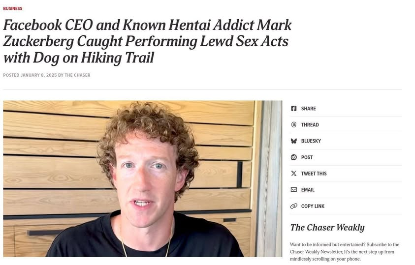 Facebook CEO and Known Неnтаi Addict Mark Zuckerberg Caught Performing Lewd Sеx Acts with Dog on Hiking Trail