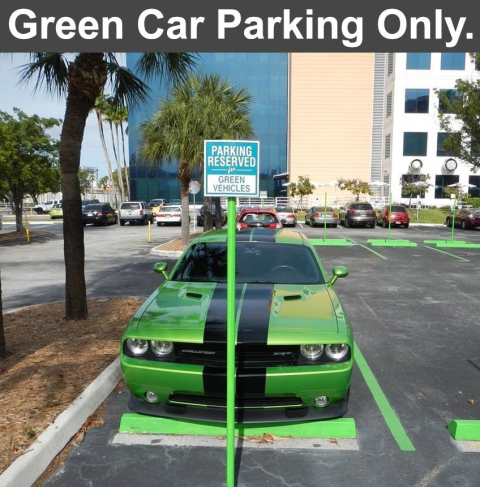 Green car parking only