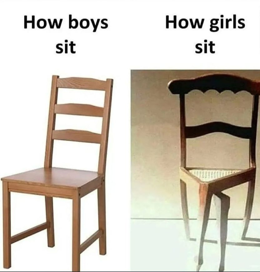 How boys sit. How girls sit.