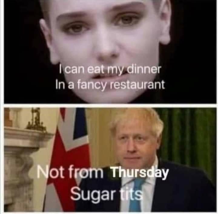 I can eat my dinner in a fancy restaurant. NOT from Thursday Sugar tits