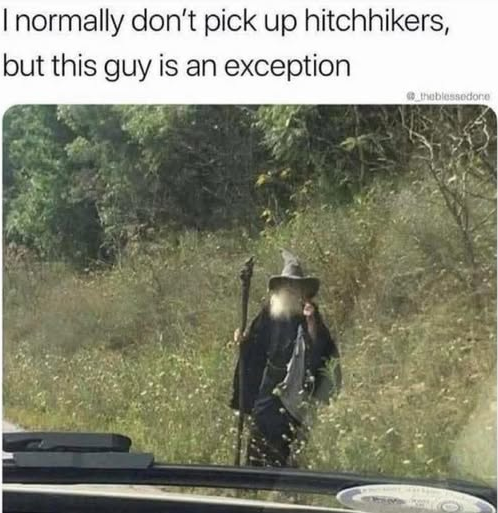 I normally don't pick up hitchhikers, but this guy is an exception ri