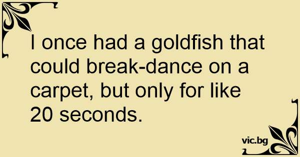 I Once Had A Goldfish That Could Break Dance On A Carpet But Only For Like 20 Seconds