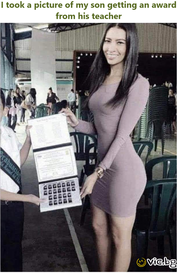 I took a picture of my son getting an award from his teacher