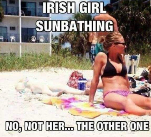 Irish girl sunbathing. No, not her. The other one