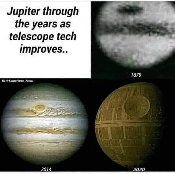 Jupiter through the years as telescope tech improves..