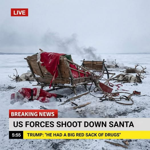 Live breaking news  us forces shoot down santa  5.55 Trump: "He had a big red sack of drugs"