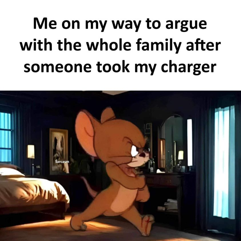 Me on my way to argue with the whole family after  someone took my charger