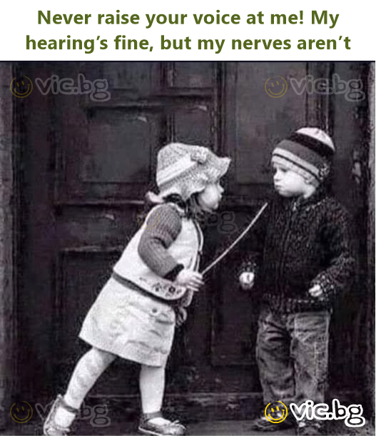 Never raise your voice at me! My hearing’s fine, but my nerves aren’t