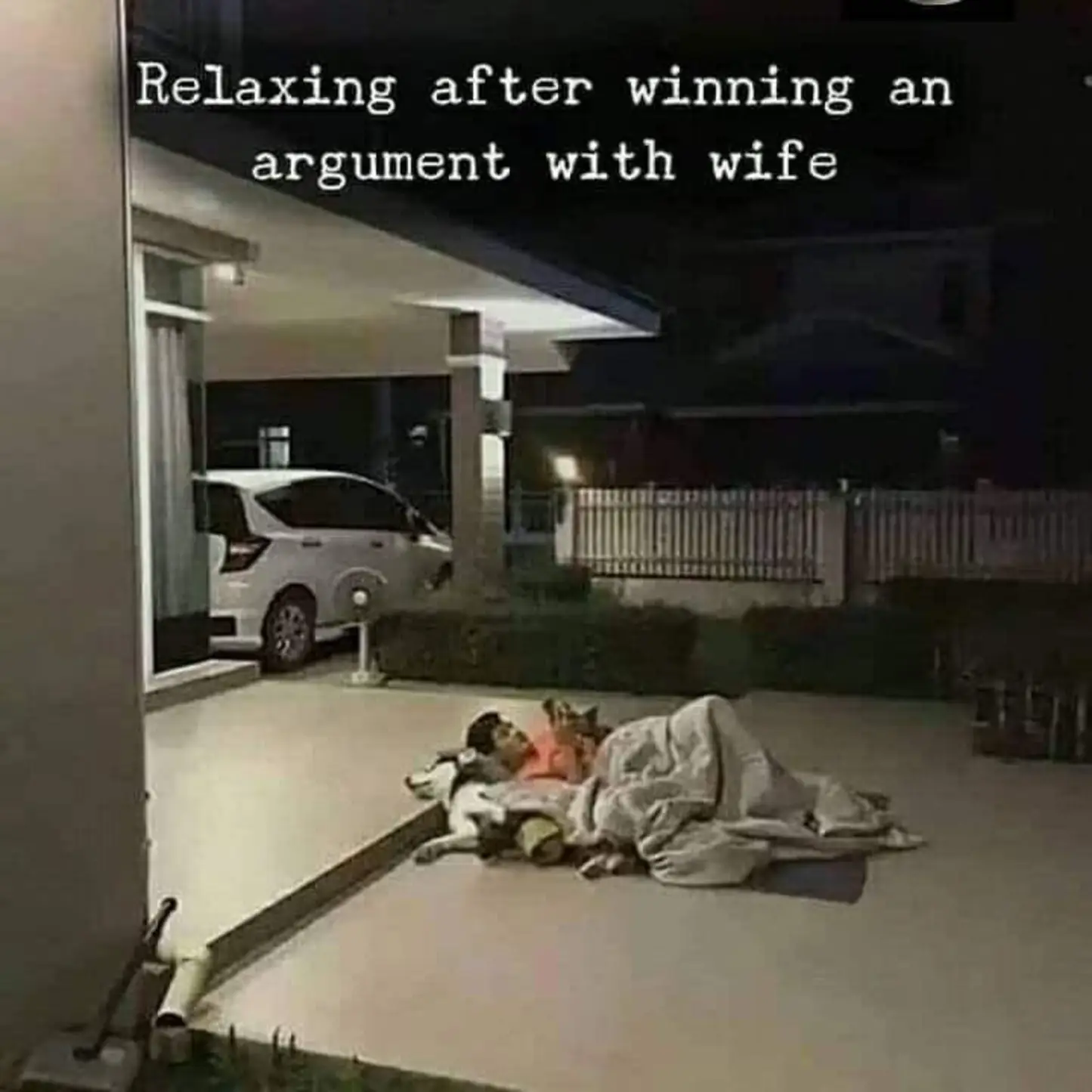 Relaxing after winning an argument with wife