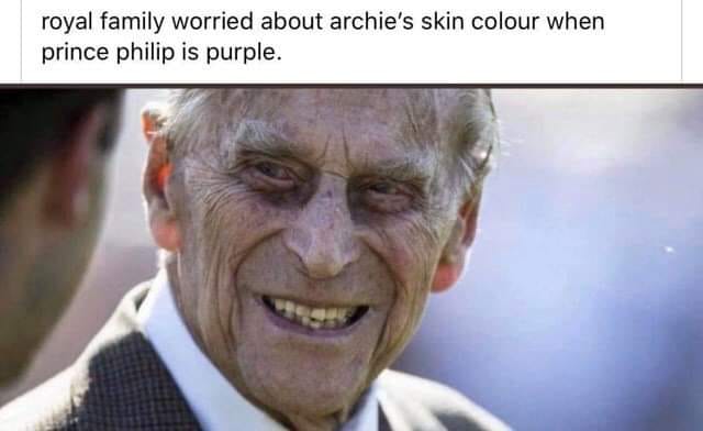 Royal family worried about Archie's skin color, when prince Philip is purple