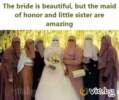 The bride is beautiful, but the maid of honor and little sister are amazing