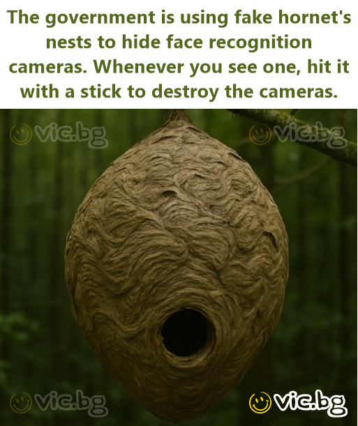 The government is using fake hornet's nests to hide face recognition cameras. Whenever you see one, hit it with a stick to destroy the cameras.