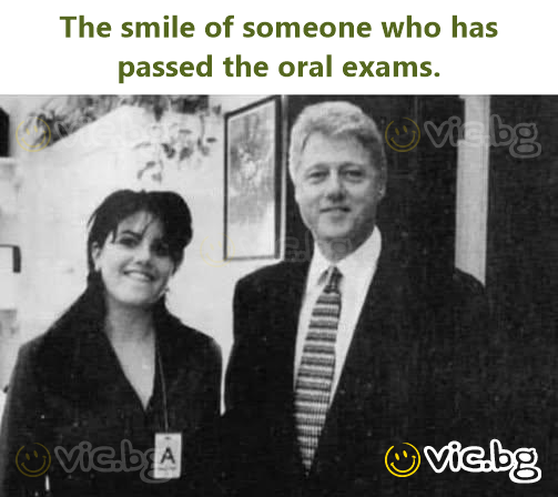 The smile of someone who has passed the oral exams.