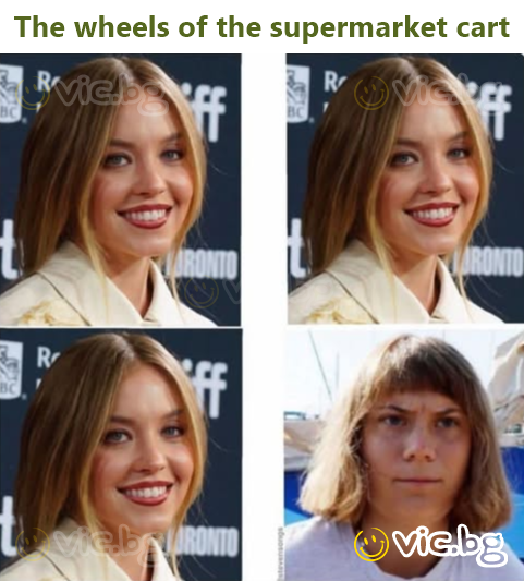 The wheels of the supermarket cart