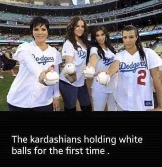 The Кardashians holding white balls for the first time.