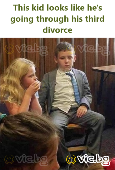 This kid looks like he's going through his third divorce