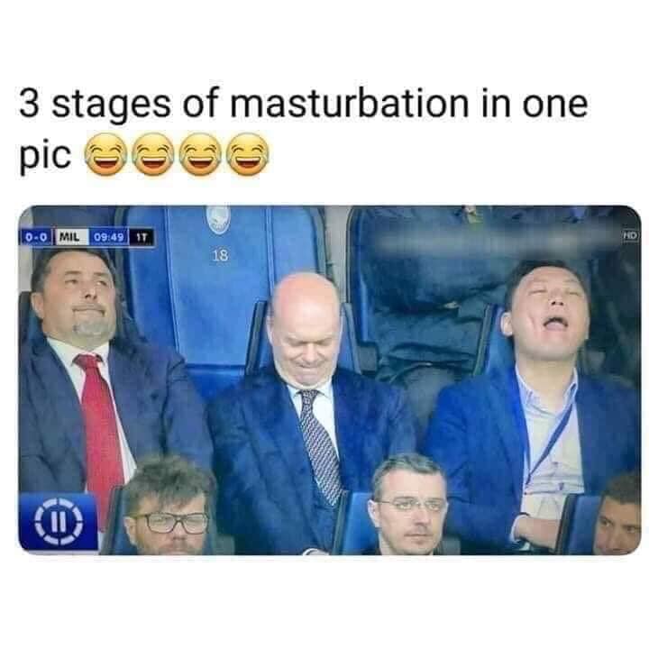Three stages of masturbation in one picture