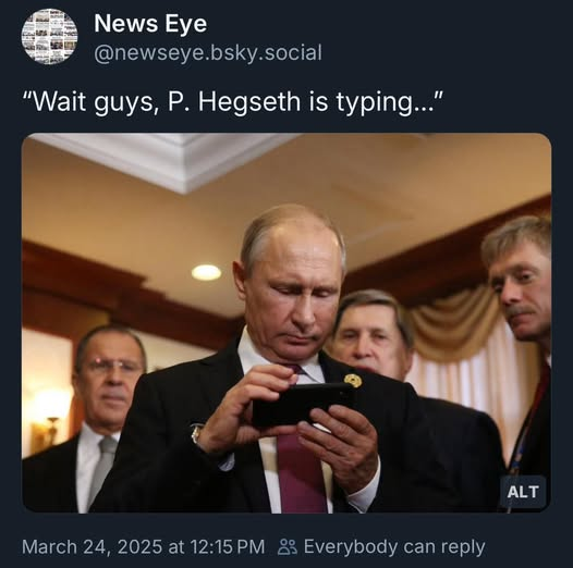 Wait guys, P. Hegseth is typing ...