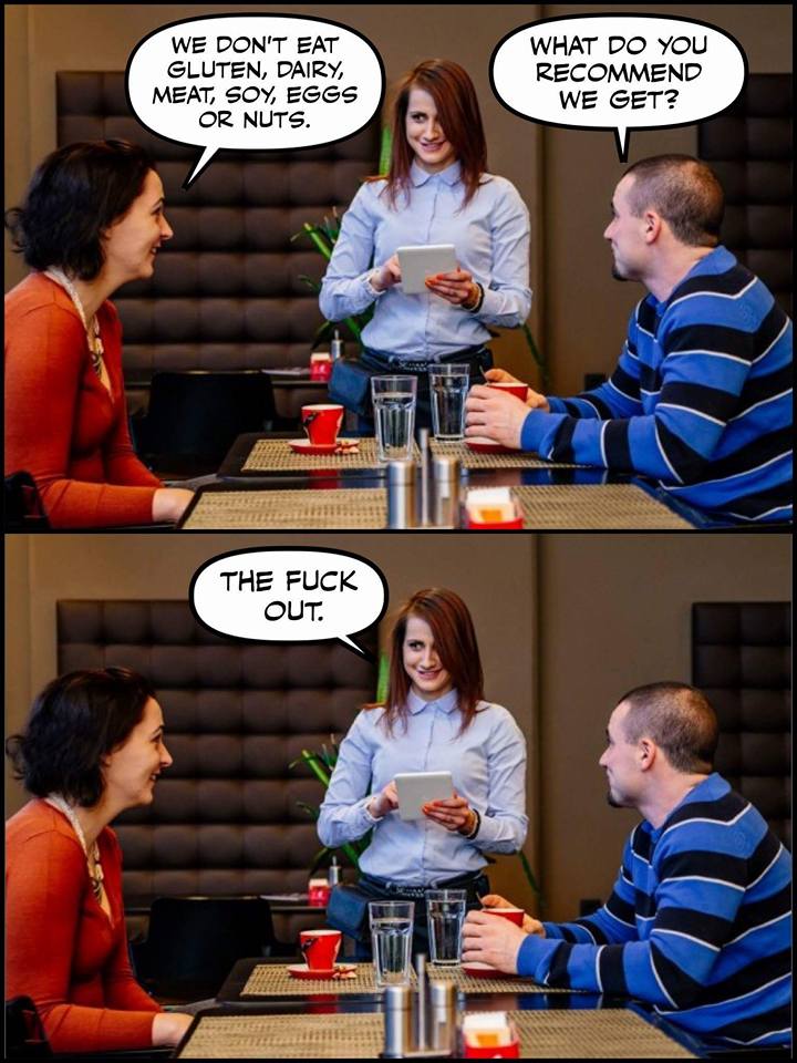 We do not eat gluten, diary, meat, soy, eggs or nuts