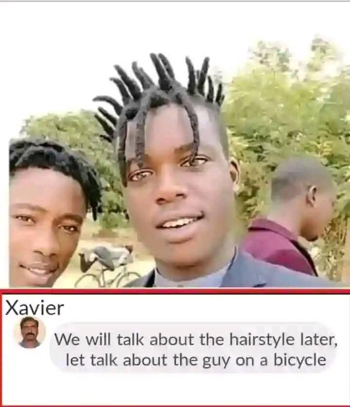 We will talk about the hairstyle later, let talk about the guy on a bicycle