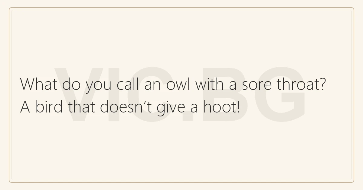 What Do You Call An Owl With A Sore Throat A Bird That Doesn t Give A 