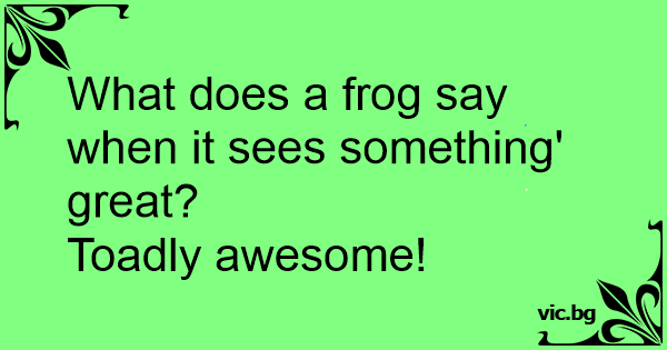 What does a frog say when it sees something' great? Toadly awesome!