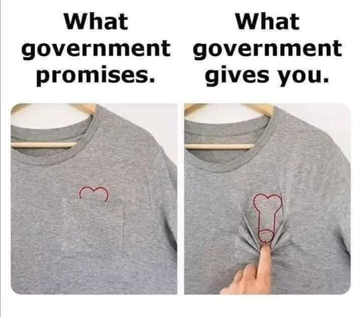 What government promises and what actually government gives you