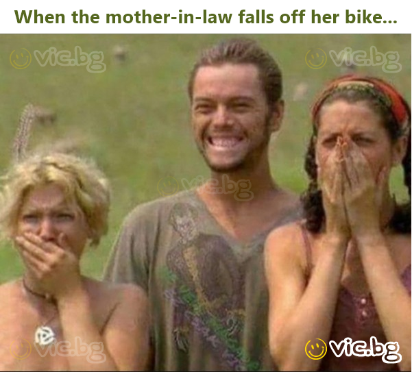 When the mother-in-law falls off her bike...