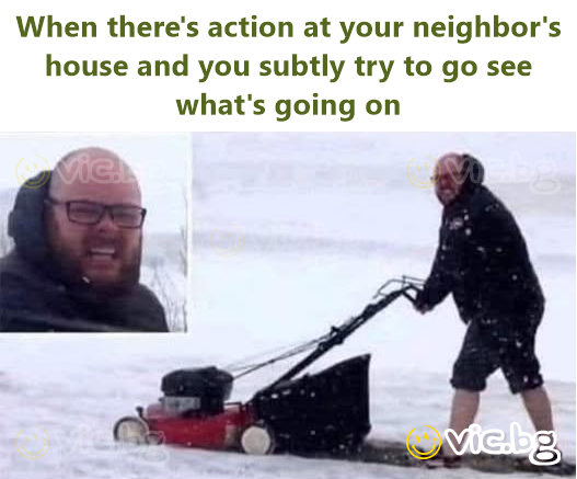 When there's action at your neighbor's house and you subtly try to go see what's going on